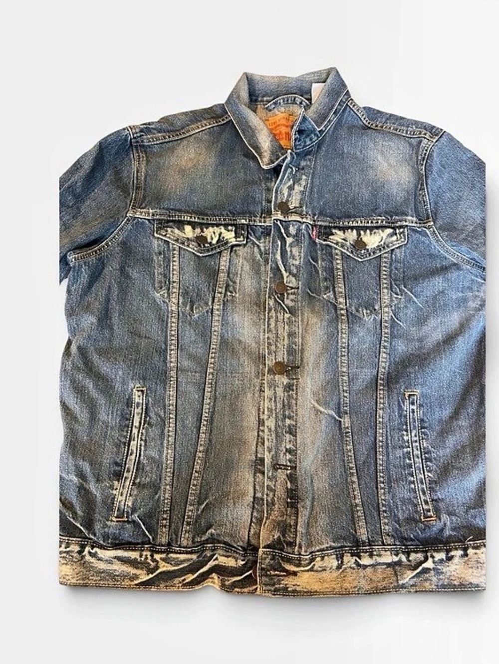 Levi's Men's Distressed Bleach Wash Type 3 Trucker Denim Jacket XXL